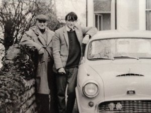 The author with his father on a visit to Nottingham late 1960s. The car is the Austin Cambridge. The author with his father on a visit to Nottingham late 1960s. The car is the Austin Cambridge.