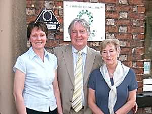 Lynne Hutchinson, Chief Officer at CVS, MP Eric Martlew and Jessica Riddle, Chairman of CVS