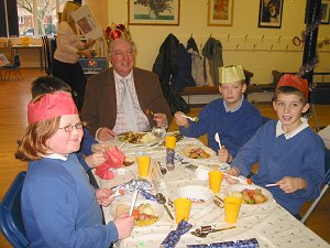 Eric (with hat) at Pennine Way School