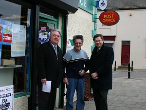 Eric at Botcherby Post Office during the campaign to save it - successfully!