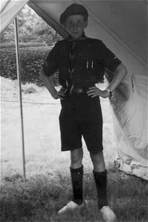 The only picture I have of Daniel - at a Scout Camp. His Patrol Leader bars are visible so before he was Troop Leader, aged about 15.