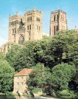 View of Durham Cathedral from the river bank opposite the Fulling Mill