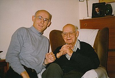 My father (with me) shortly before he went into the care home, this fragile old man who once flew a Mosquito over Nazi occupied Europe with no guns, just cameras