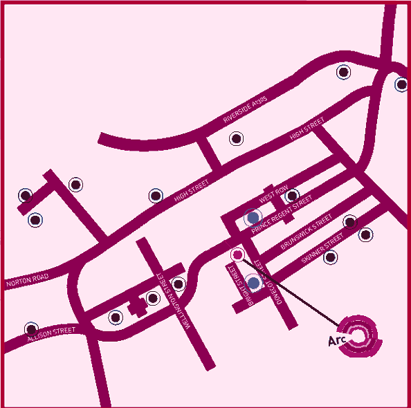 Location map for Arc, Stockton