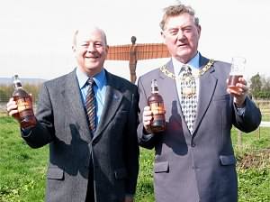 David and Cllr Hattam with Angel and Angel Ale