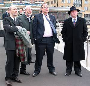 David on the Gateshead Millennium Bridge with Transport, Local Government and the Regions minister Lord Falconer.