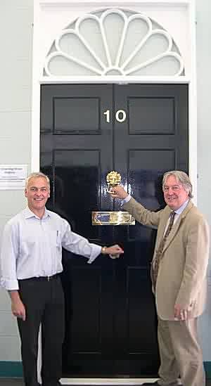 The replica door, with tutor Stuart Leslie and Eric Martlew