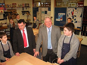 Staff and children with Eric at Newman School