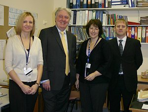 Eric and staff at the Maternity  unit of the Cumberland Infirmary