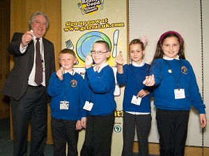 Eric with children from Upperby School