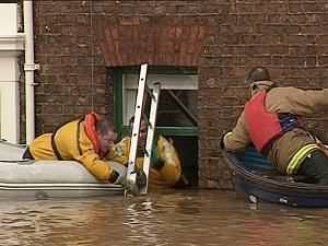 The city flooded, new defences have been built