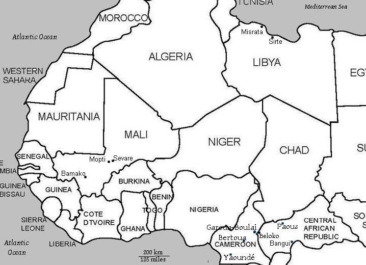 Map of West and north Africa