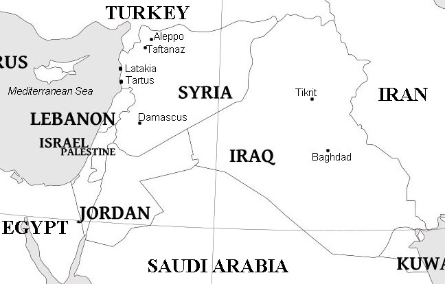 Map of Syria and the Middle East