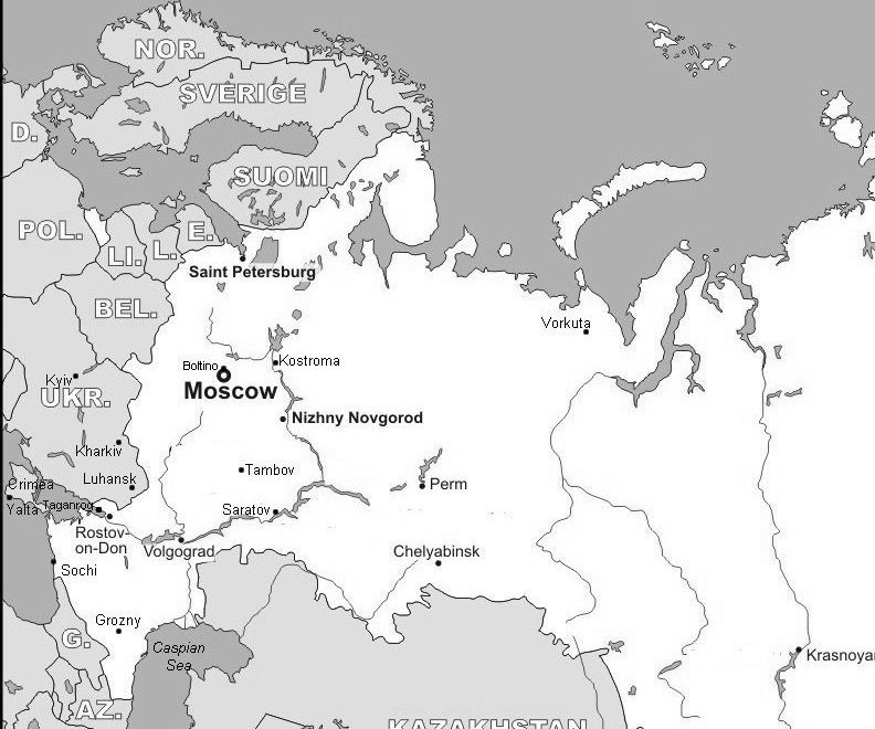 Map of western Russia