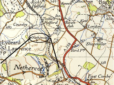 Map of part of Soimerset showing Nethercot