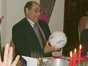 Gerry is delighted with an autographed football - Sunderland of course!