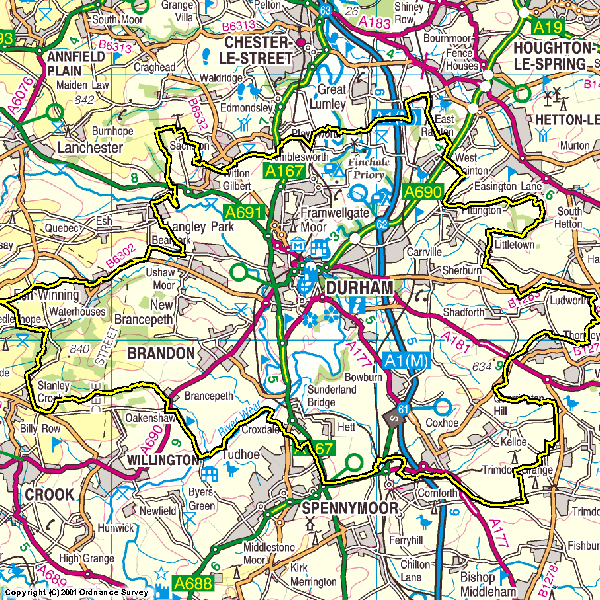 Map of the City of Durham Constituency