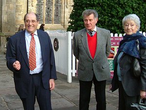 Gerry in the Market Place before the ceremony with local campaigners Harry Dye and Clare Hepworth