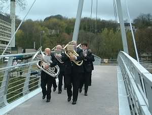Bearpark and Esh Colliery Band on the bridge