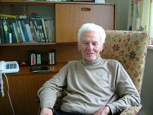 The Rev Eric Little, September 2005, while wrting Wisdom, at his home near Winchester.